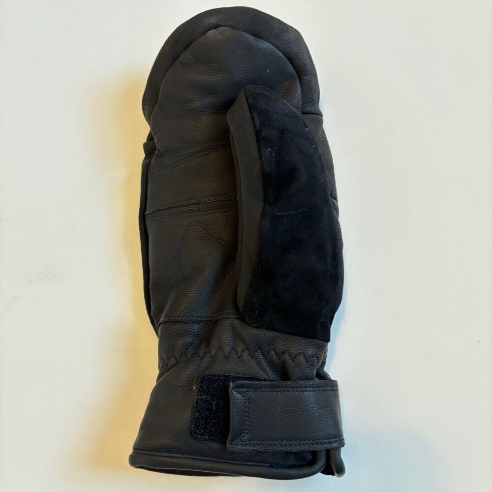 NEW Italic Black Leather Mittens – Water-Repellent Goat Leather, Insulated, Size - Picture 4 of 6